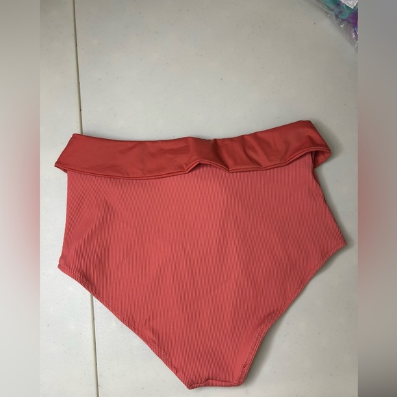 Aerie Ribbed Fold over Tie High Rise Bikini Bottoms Size Large NWT - Picture 3 of 3